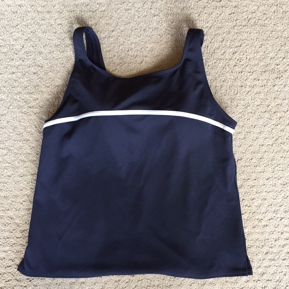 NEW Land’s End Tankini Top Black/White sz16 Ret 69